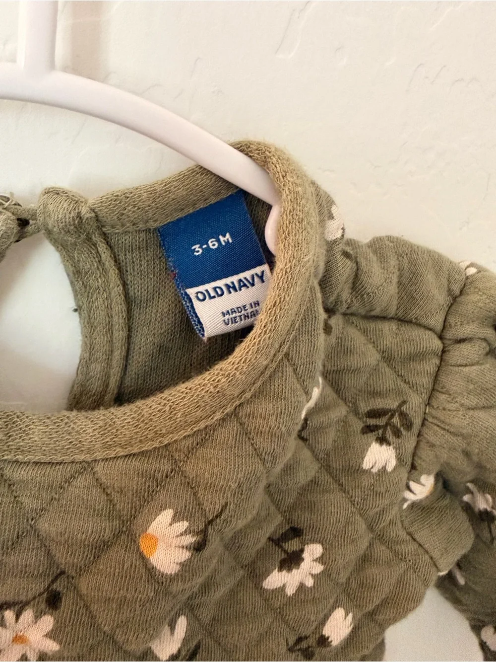 Old Navy Cream and Pink Floral Quilted Baby Dress